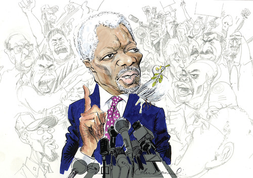 Cartoon: Kofi Annan caricature (medium) by Colin A Daniel tagged kofi,annan,caricature,colin,daniel