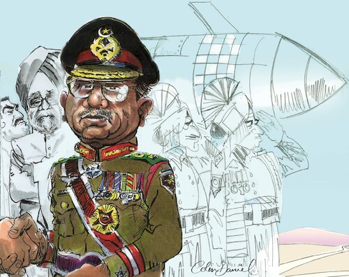 Cartoon: Pervez Musharraf caricature (medium) by Colin A Daniel tagged pervez,musharraf,caricature,colin,daniel