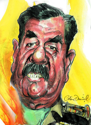Cartoon: Saddam Hussein caricature (medium) by Colin A Daniel tagged saddam,hussein,caricature,colin,daniel