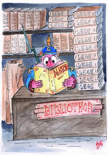 Cartoon: bibliotek (medium) by SAI tagged cartea