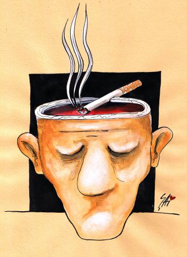 Cartoon: Smokehead (medium) by SAI tagged smoking,cigarettes