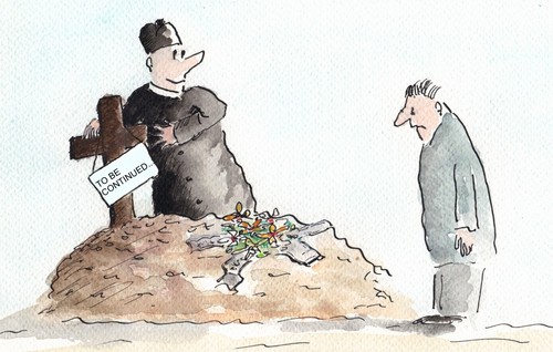 Cartoon: to be continued (medium) by Slawek11 tagged religion,death,faith