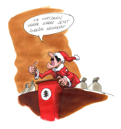 Cartoon: jetzt wird zurück geschenkt (medium) by kgbr tagged weihnachten,fuehrer,santa,germany