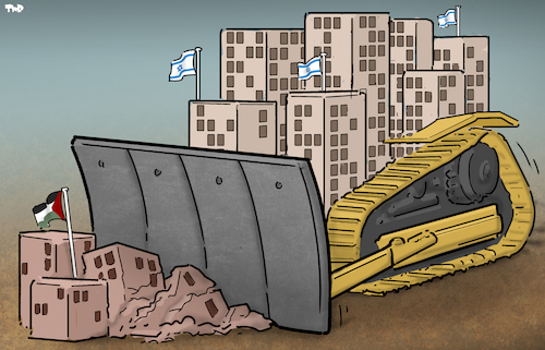 Cartoon: Bulldozer (medium) by Tjeerd Royaards tagged israel,palestine,jerusalem,temple,mount,violence,israel,palestine,jerusalem,temple,mount,violence