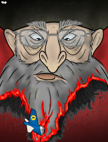 Cartoon: Burning Beard (medium) by Tjeerd Royaards tagged iran,ukraine,khamenei,protest,burn,beard,regime,iran,ukraine,khamenei,protest,burn,beard,regime
