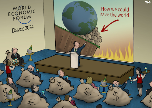 Cartoon: Davos 2024 (medium) by Tjeerd Royaards tagged wef,davos,world,future,wealth,wef,davos,world,future,wealth