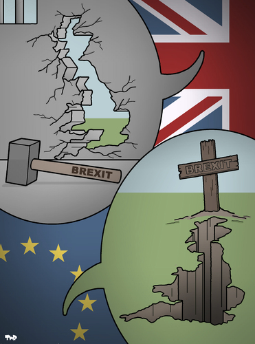 Cartoon: Different Perspectives (medium) by Tjeerd Royaards tagged brexit,uk,eu,europe,brussels,london,cameron,juncker,brexit,uk,eu,europe,brussels,london,cameron,juncker