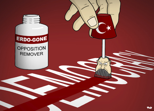 Cartoon: Erdogone (medium) by Tjeerd Royaards tagged erdogan,turkey,democracy,opposition,erdogan,turkey,democracy,opposition