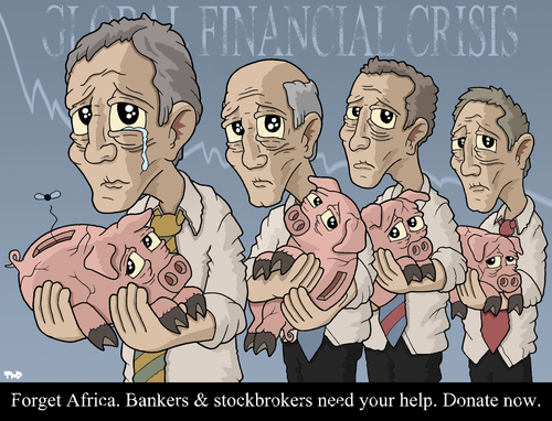 Cartoon: Global Financial Crisis (medium) by Tjeerd Royaards tagged crisis,economy,banks,bankers,banken,euro,krise