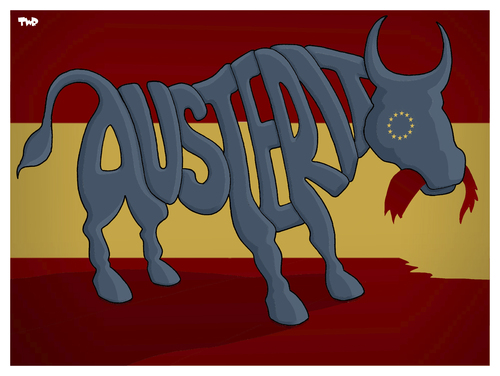 Cartoon: Greetings from Spain (medium) by Tjeerd Royaards tagged spain,crisis,debt,euro,europe,austerity,spain,crisis,debt,euro,europe,austerity