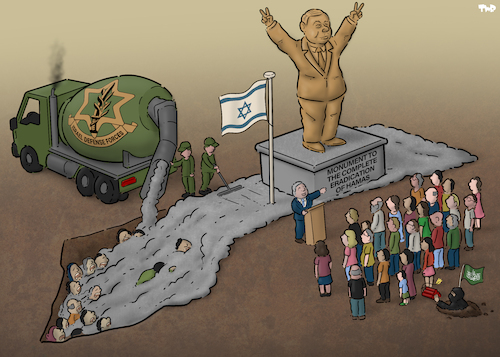 Cartoon: Monument to the complete eradica (medium) by Tjeerd Royaards tagged hamas,gaza,rafah,israel,netanyahu,hamas,gaza,rafah,israel,netanyahu