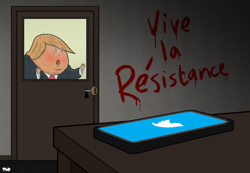 Cartoon: Resistance in the White House (medium) by Tjeerd Royaards tagged oppose,resists,trump,usa,america,stop,oppose,resists,trump,usa,america,stop