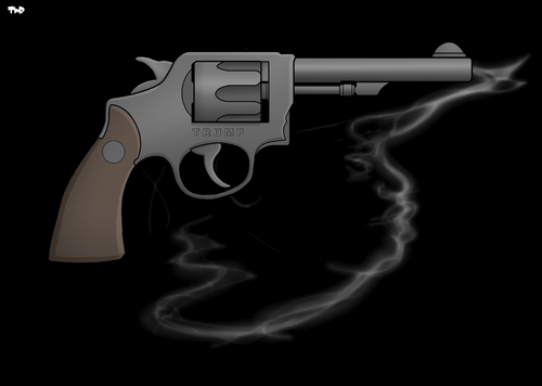 Cartoon: Smoking Gun (medium) by Tjeerd Royaards tagged trump,gun,clinton,nra,shooting,smoke,constitution,arms,2nd,amendment,trump,gun,clinton,nra,shooting,smoke,constitution,arms,2nd,amendment