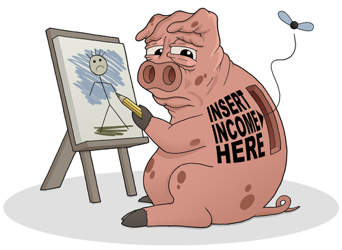Cartoon: The Life of a Cartoonist (medium) by Tjeerd Royaards tagged artist,money,income,livelyhood,cartoonist,art,artist,money,income,livelyhood,cartoonist,art