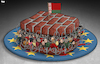 Cartoon: Geopolitical sandwich (small) by Tjeerd Royaards tagged refigees,migrants,border,eu,europe,poland,belarus,russia
