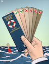 Cartoon: Mediterranean Rescue Guide (small) by Tjeerd Royaards tagged rescue,migrants,drowning,crime,law,illegal