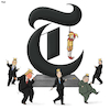 Cartoon: New York Times (small) by Tjeerd Royaards tagged nyt,newspaper,jester,joke,satire,trump,xi,kim,erdogan,happy