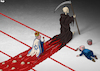Cartoon: Red lines (small) by Tjeerd Royaards tagged gaza,death,israel,netanyahu,grim,reaper