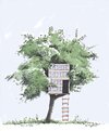 Cartoon: baumhaus (small) by woessner tagged baumhaus,hochhaus,architektur,modern,avantgarde,geschmack,ästhetik,versachlichung,funktionalität,geborgenheit,symbol,kindheitstraum