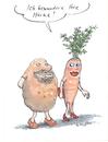 Cartoon: Kartoffelstärke (small) by woessner tagged kartoffel mohrrübe karotte stärke gemüse lebensmittel chemie beziehung bewunderung liebe erotik angabe mann frau