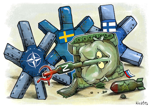 Cartoon: NATO is expanding (medium) by kusto tagged nato,russia,finland,sweden,nato,russia,finland,sweden