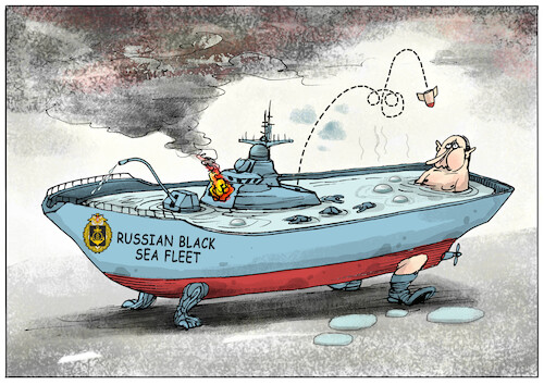 Cartoon: Ship (medium) by kusto tagged russia,war,ukraine,crimea,putin,ship,russia,war,ukraine,crimea,putin,ship