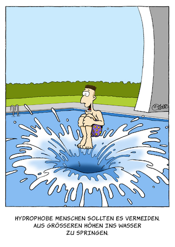 Cartoon: Hydrophobie (medium) by MosesCartoons tagged hydrophobie,wasser,wasserabweisend,schwimmen,schwimmbad,turmspringen,mosescartoons,hydrophobie,wasser,wasserabweisend,schwimmen,schwimmbad,turmspringen,mosescartoons