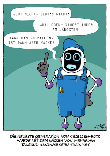 Cartoon: Ist dann aber Kacke (medium) by MosesCartoons tagged ai,ki,handwerk,craft,roboter,robot,gewerbe,handwerker,training,künstliche,intelligenz,mosescartoons,ai,ki,handwerk,craft,roboter,robot,gewerbe,handwerker,training,künstliche,intelligenz