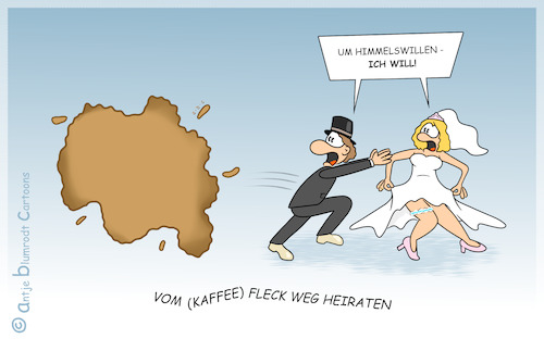 Cartoon: Der Fleck (medium) by a-b-c tagged kaffee,fleck,kaffeefleck,heiraten,hochzeit,brautpaar,zitat,spruch,weisheit,liebe,kaffee,fleck,kaffeefleck,heiraten,hochzeit,brautpaar,zitat,spruch,weisheit,liebe