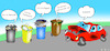 Cartoon: Die Müllis (small) by a-b-c tagged müll,mülltonne,abfall,abfallwirtschaft,mülltrennung,auto,autoschaden,schrott,abc,wertstoff,identität