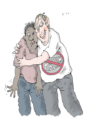 Cartoon: no racism (medium) by Til Mette tagged rassismus