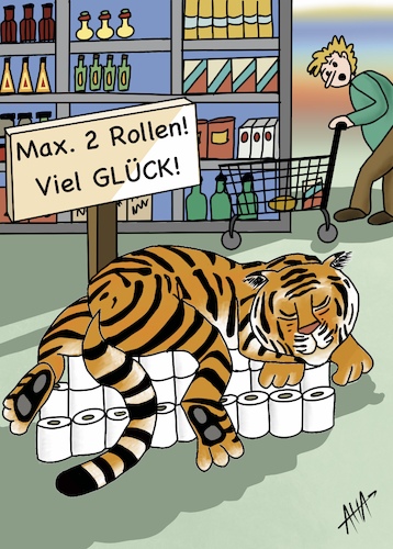 Cartoon: Verkaufsmanagement (medium) by Ah-kreativ tagged toilettenpapier,supermarkt,tiger