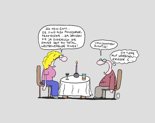 Cartoon: C (medium) by CartoonMadness tagged philosophie,dating,candlelight,körbchengröße