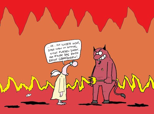 Cartoon: Furzen (medium) by CartoonMadness tagged hölle,himmel,furz,teufel,engel,strafe