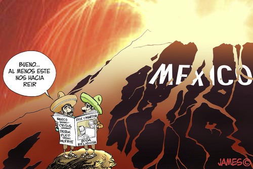 Cartoon: distraccion (medium) by JAMEScartoons tagged mexico,volcan,violencia,fox,caricatura
