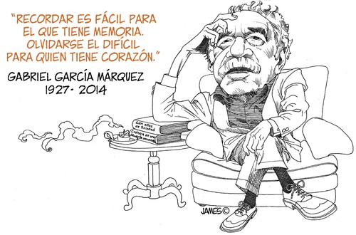 Cartoon: Gabriel Garcia Marquez (medium) by JAMEScartoons tagged gabriel,garcia,marquez,james,jaime,mercado