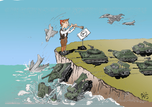 Cartoon: A Farewell to Arms (medium) by Back tagged arms,waffen,pazifismus,peace,frieden,pacifism
