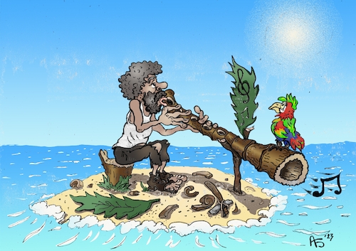 Cartoon: Hilfesignal (medium) by Back tagged situation,hilfesignal,insel,scharfsinn,eiland,musik,kaptus