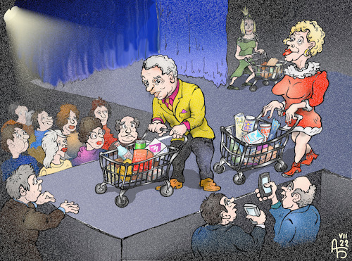 Cartoon: Modenschau (medium) by Back tagged modenschau,engpass,defilee,defile,nahrungsmittelknappheit,hungerkrise