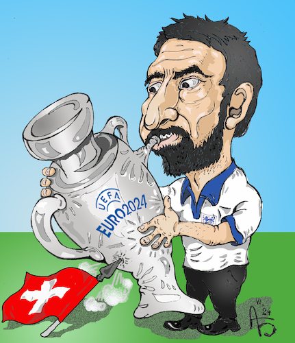 Cartoon: Punktion (medium) by Back tagged fussball,uefa2024,southgate,england,schweiz