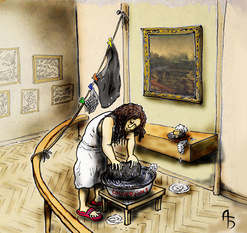 Cartoon: Sanitary day (medium) by Back tagged louvre,monalisa,gioconda