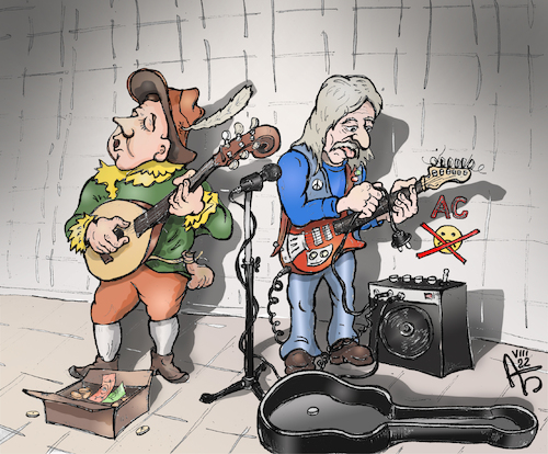 Cartoon: Unplugged (medium) by Back tagged unplugged,straßenmusiker,energie,einsparung,energiesparen,strom,elektrizität
