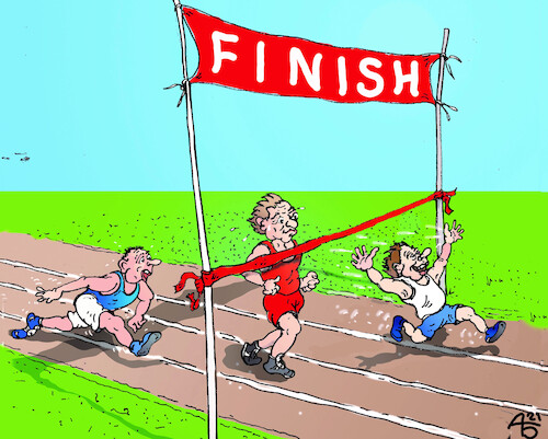 Cartoon: Who is here first. (medium) by Back tagged laufen,rennen,jogging,wettlauf,lauf,laufsportathletik,sport,leichtathletik,rekord