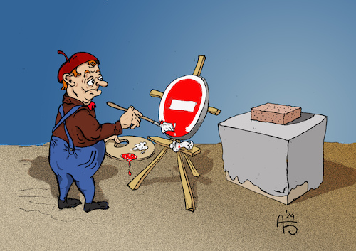 Cartoon: Ziegel (medium) by Back tagged künstler,art,kunst