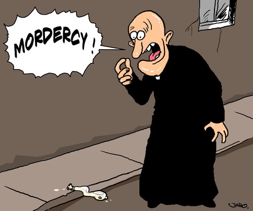 Cartoon: Murderers (medium) by JARO tagged catholic,priest,contraception,condom