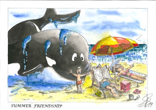 Cartoon: SUMMER FRIENDSHIP (medium) by FRITZ TASSER tagged summer