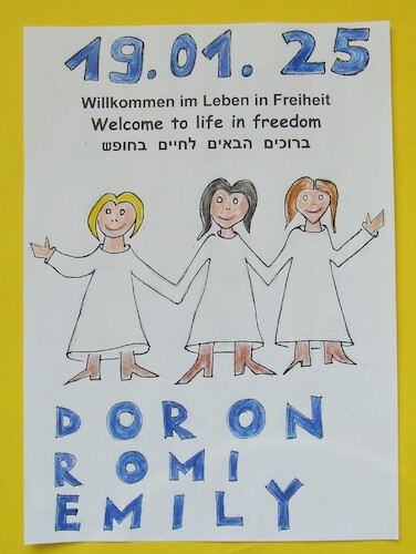 Cartoon: EMILY ROMI DORON freiheit (medium) by skätschup tagged emily,romi,doron,freiheit,israel,tel,aviv