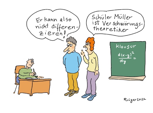 Cartoon: Differenzieren (medium) by Wackelpeter tagged mathematik,differenzieren,verschwörungstheoretiker,math2022