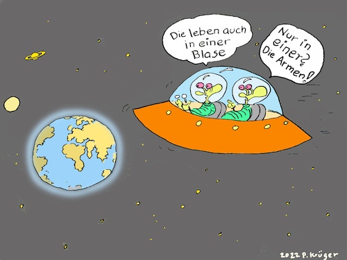 Cartoon: Leben in der Blase (medium) by Wackelpeter tagged blase,ausserirdische