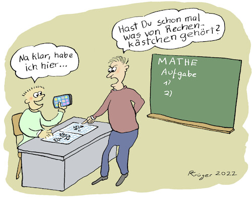 Cartoon: Rechenkästchen (medium) by Wackelpeter tagged mathematik,unterricht,math2022